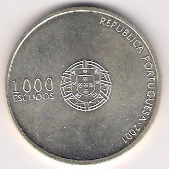 1000 ESCUDOS KM# 734 - UEFA SOCCER BALL 2004 PORTUGAL - 2001 - UNC - SILVER