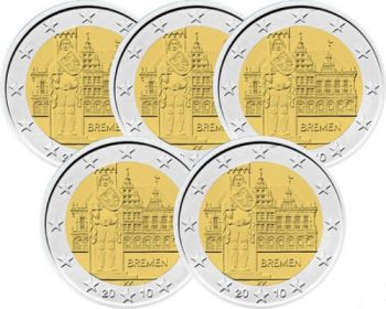 2010 GERMANY ALL 5 x 2 EURO COMMEMORATIVE A,D,F,G & J