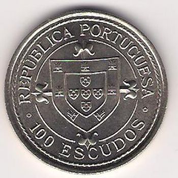 100 ESCUDOS - KM# 640 - NUNO TRISTAO - 1987 - UNC - COPPER-NICKEL