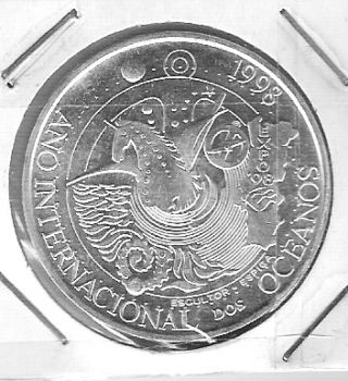 1000 ESCUDOS - KM# 707 - INTERNATIONAL YEAR OF THE OCEANS EXPO - 1998 - UNC - SILVER
