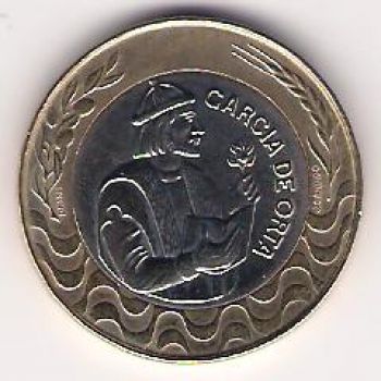 200 ESCUDOS - KM# 655 - GARCIA DE ORTA - 1991 - UNC - BIMETALIC