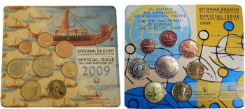 Greece - 2 Official BU Sets 2009 (with 2 Euro Europa and EMU)