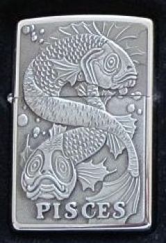 Very Rare Vintage BARRETT SMYTHE PISCES Zodiac Series ZIPPO 1998