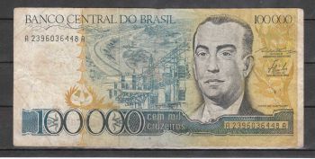 BRAZIL 100000 CRUZEIROS (1985) PICK # 205
