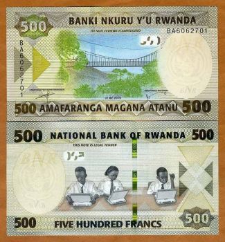RWANDA Paper Money 500 FRANCS 2019 UNC