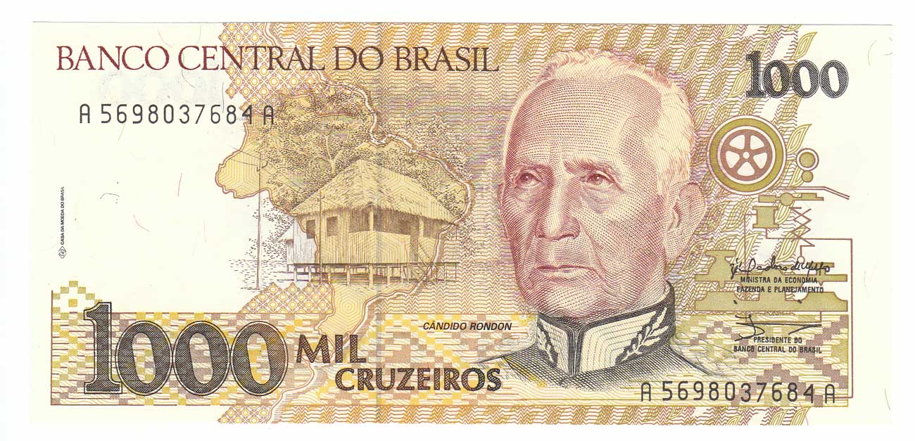 Brazil+Paper+Money Paper Money - South America: BANCO CENTRAL DO BRAZIL 1000 MIL CRUZADOS ...