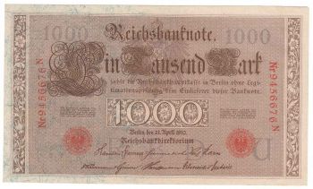 Germany Empire Banknote 1000 mark 1910 N/U -  AU