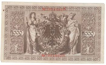 Germany Empire Banknote 1000 mark 1910 N/S -  VF