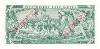 Cuba 5 Pesos 1988 UNC P. 103 Muestra