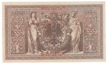 Germany Empire Banknote 1000 mark 1910 N/U -  AU