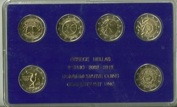 GREECE ALL THE 2 EURO COMM. 2004 - 2012 UNC  IN HARD PLASTIC CASE  !!!