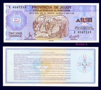 ARGENTINA JUJUY EMERGENCY 50 CENTAVOS 1986 Ps-2402 UNC
