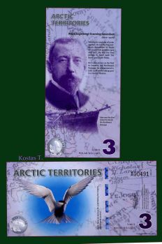 ARCTIC TERRITORIES 3 DOLLARS 2011 POLYMER UNC (private issue)