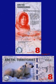 ARCTIC TERRITORIES 8 DOLLARS  2011 POLYMER UNC (private issue)