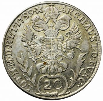 1789, AUSTRIA 20 KREUZER Józef II, SILVER