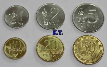 Lithuania σετ 6 διαφορετικά νομίσματα 1-50 centas UNC