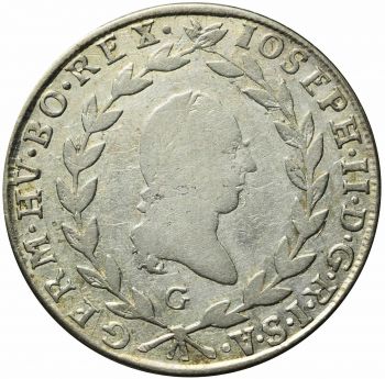 1789, AUSTRIA 20 KREUZER Józef II, SILVER