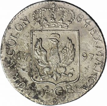 1797, PRUSSIA BRANDEMBURG 4 GROSCHEN WILHELM II SILVER