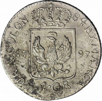 1797, PRUSSIA BRANDEMBURG 4 GROSCHEN WILHELM II SILVER