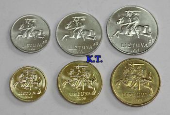 Lithuania σετ 6 διαφορετικά νομίσματα 1-50 centas UNC