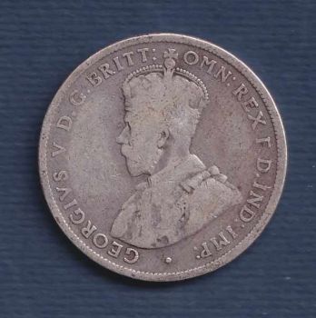 AUSTRALIA 1916 ONE FLORIN-TWO SHILLINGS George V, SILVER