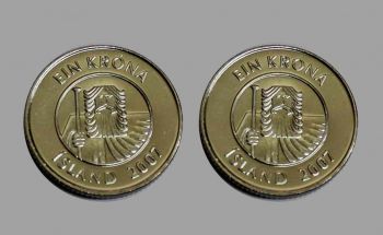Iceland 2 x 1 Krona 2007 UNC