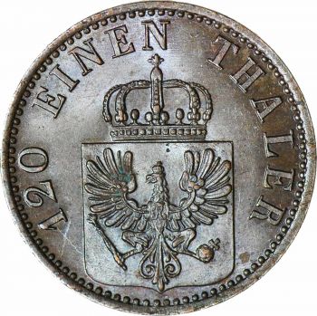 1867 A, PRUSSIA BRANDEMBURG 3 PFENNIG WILHELM I