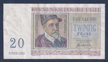BELGIUM 20 Francs 1950 XF No306363