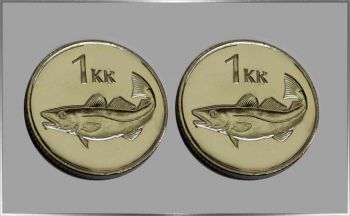 Iceland 2 x 1 Krona 2007 UNC