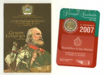 SAN MARINO 2 EURO COMMEMORATIVE COIN 2007 GARIBALDI