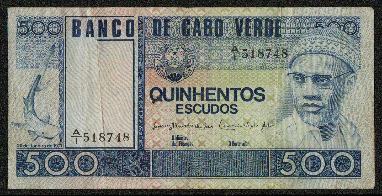 Paper Money Africa CAPE VERDE 500 ESCUDOS 1989 P59 UNC