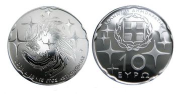 Greece - Euro coins, Official BU Coin Set 2009   10 Euro Silver International Year of Astronomy