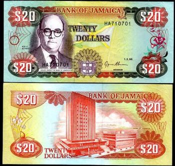 JAMAICA 20 DOLLARS 1995 P 72 UNC