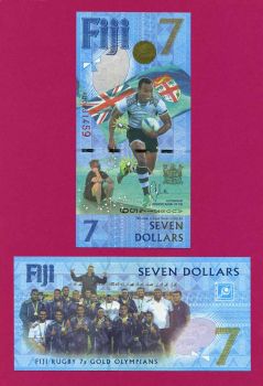 FIJI NEW 7 Dollars 2016-2017 RUGBY UNC