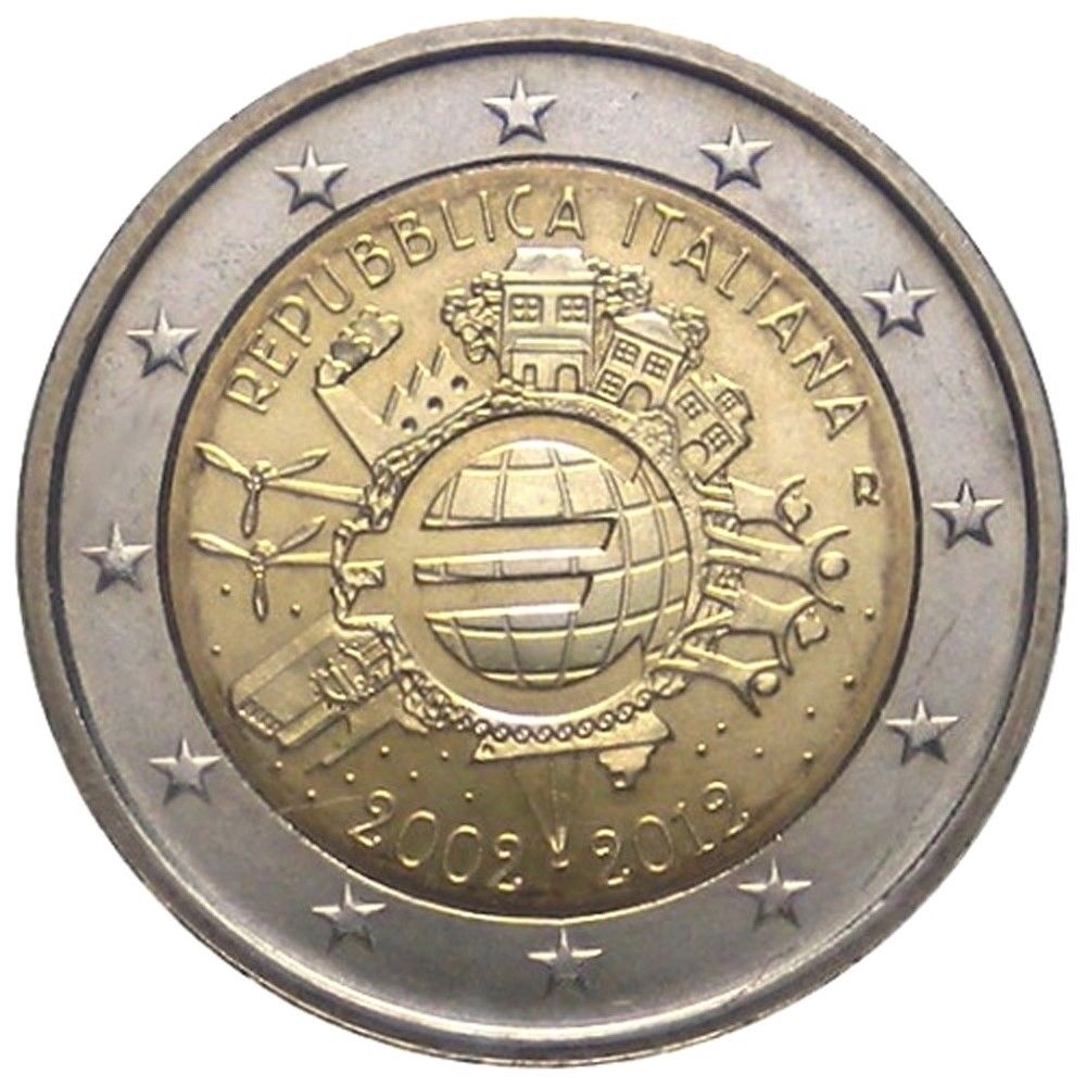 Coins Italy ITALY 2 EURO 2012 10 YEARS OF EURO ROLL 25 UNC COINS Coins Italy ITALY 2 EURO 2012 10 YEARS OF EURO ROLL 25 UNC COINS