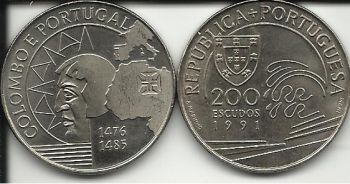 200 ESCUDOS - KM# 658 - COLUMBUS AND PORTUGAL - 1991 - UNC - COPPER-NICKEL