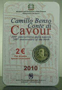 Italy €2 commemorative coin 2010 CAVOUR