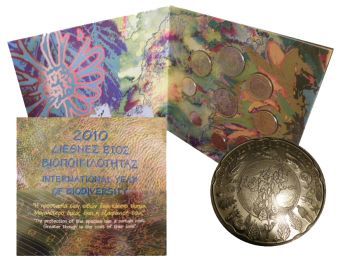 Greece Euro Official Coin Set 2010 10 Euro silver Proof (International year of Biodiversity)