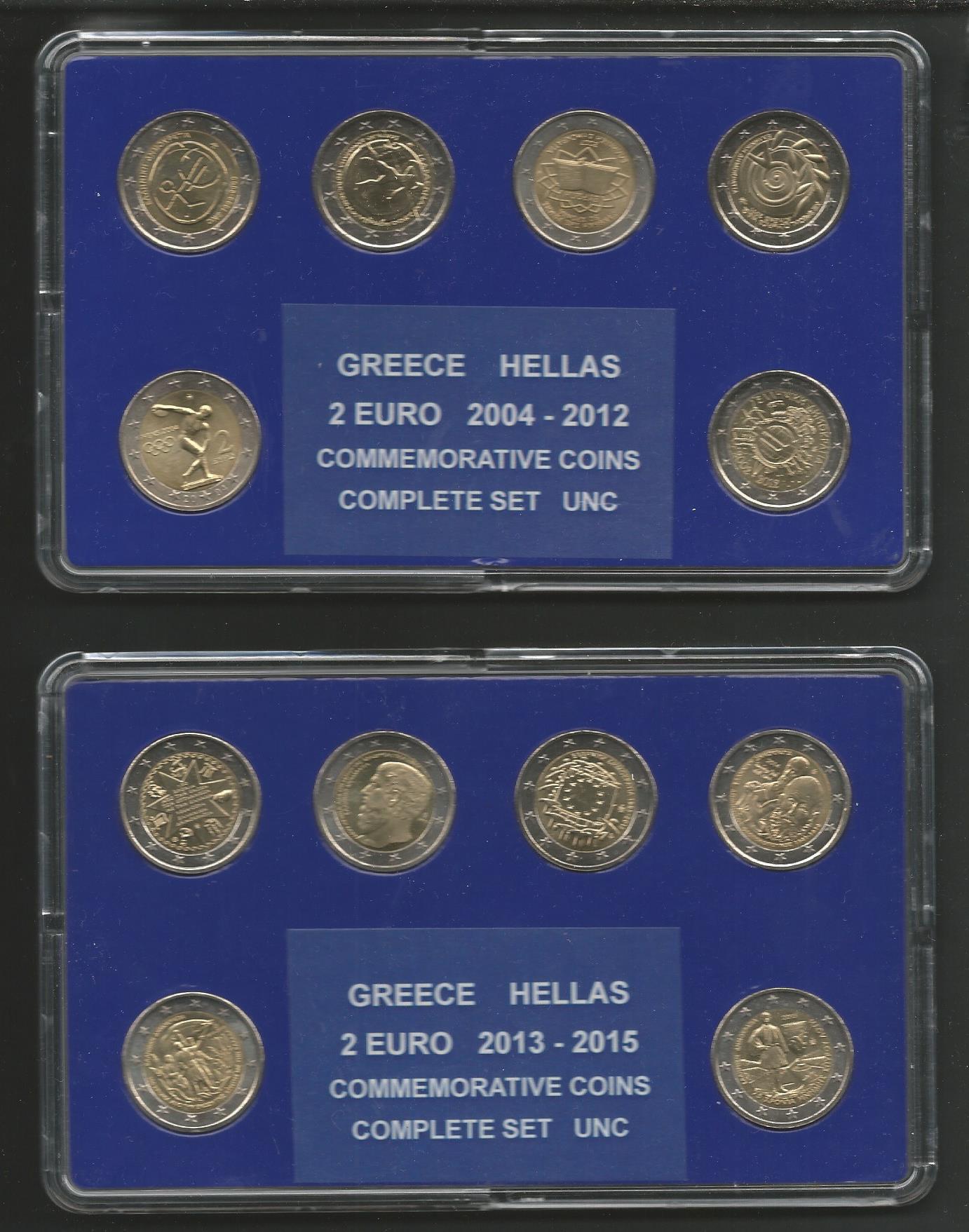 Coins Greece All 12 Commemorative 2 EURO Coins 2002 2015 UNC in Two greece-1-euro-2002-2003-defect-coins-rare-2-euro-2-000-000-youtube