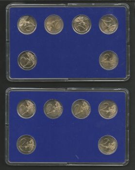 All 12 commemorative 2 EURO coins 2002-2015 UNC (in two pleastic cases
