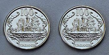 PARAGUAY 2 X 100 GUARANIES  2007 UNC