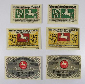 GERMANY SET 6 NOTGELD BRAUNSCHWEIGER 1921