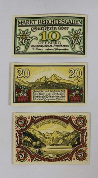 GERMANY SET 3 NOTGELD MARKT BERCHTESGADEN 1920