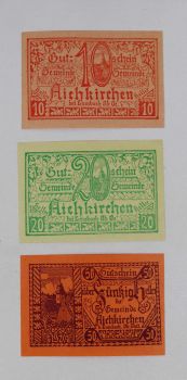 AUSTRIA SET 3 NOTGELD 10-20-50 HELLER 1920-21