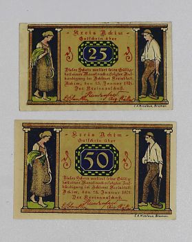 GERMANY SET 2 NOTGELD 25+50 PFENNIG 1921