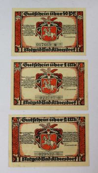 GERMANY SET 3  NOTGELD  BAD ALBERSDORF 1922