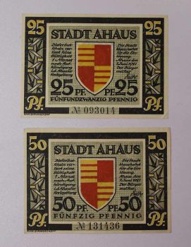 GERMANY SET 25 + 50 PFENNIG STADT AHAUS NOTGELD