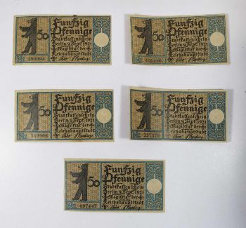 GERMANY SET 5 NOTGELD BERLIN 1921