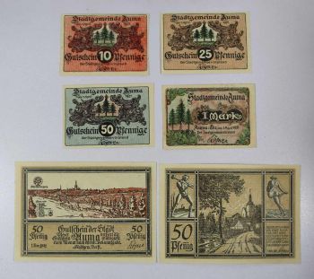 GERMANY SET 6 NOTGELD AUMA 1921