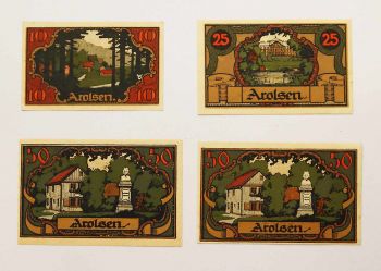 GERMANY SET 4 NOTGELD AROLSEN 1921